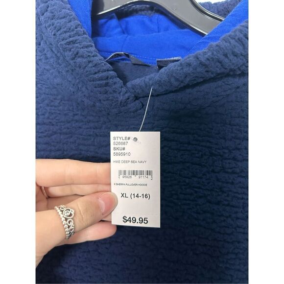 Lands End blue fleece hoodie size 14/16 - Picture 4 of 4